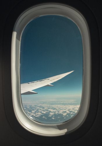 airplane wing, window view Wallpaper 1668x2388