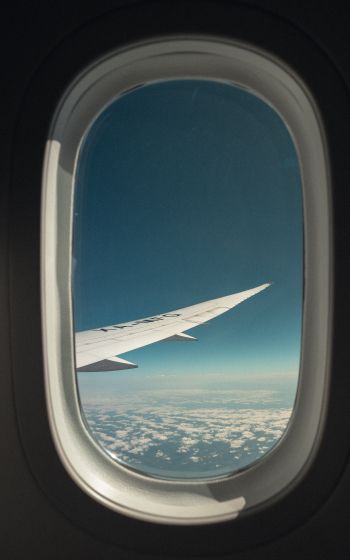 airplane wing, window view Wallpaper 800x1280