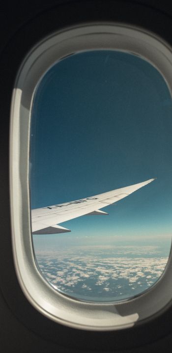airplane wing, window view Wallpaper 1080x2220