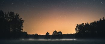 Вда, Poland, starry sky Wallpaper 2560x1080