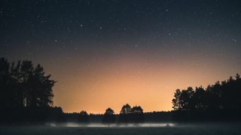 Вда, Poland, starry sky Wallpaper 1600x900