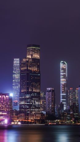 Обои 750x1334 Гонконг, ночной город