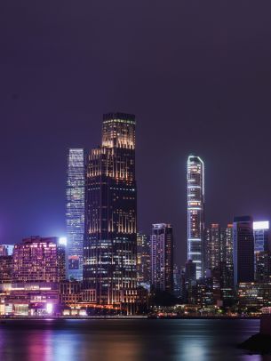 Hong Kong, night city Wallpaper 1536x2048