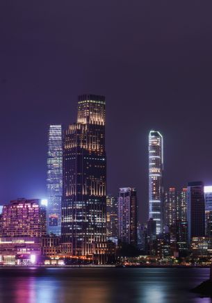 Обои 1668x2388 Гонконг, ночной город