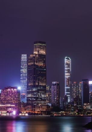 Hong Kong, night city Wallpaper 1640x2360