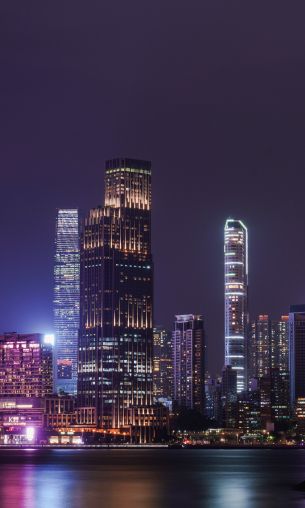 Hong Kong, night city Wallpaper 1200x2000