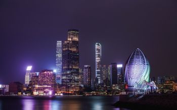 Обои 1920x1200 Гонконг, ночной город