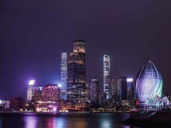 Обои 800x600 Гонконг, ночной город