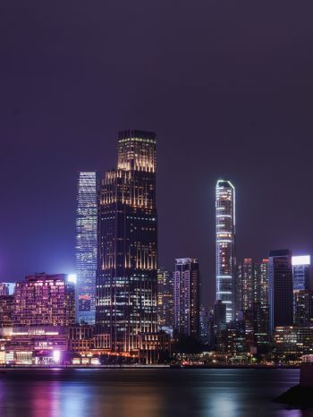 Обои 1620x2160 Гонконг, ночной город