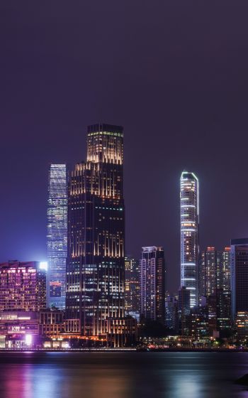 Обои 800x1280 Гонконг, ночной город