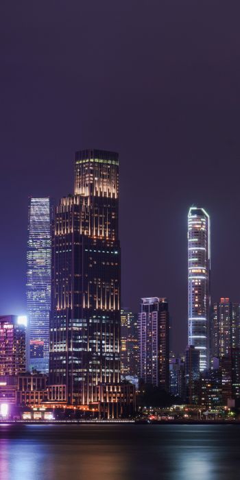 Обои 720x1440 Гонконг, ночной город