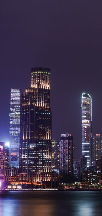 Обои 720x1520 Гонконг, ночной город
