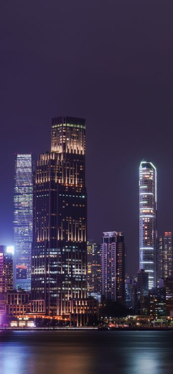Hong Kong, night city Wallpaper 1284x2778