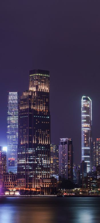 Обои 1080x2400 Гонконг, ночной город