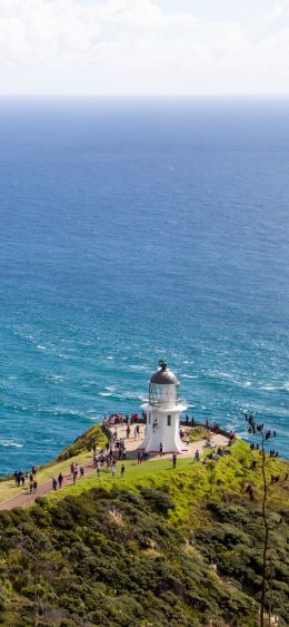 island, open sea, lighthouse Wallpaper 1080x2340