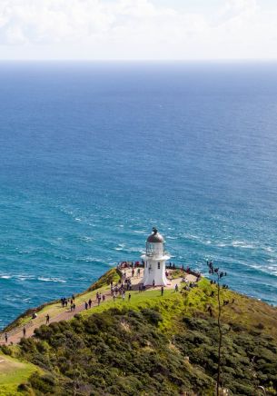 island, open sea, lighthouse Wallpaper 1668x2388