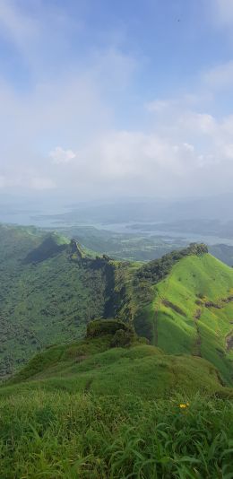 green mountains, mountain range Wallpaper 1440x2960