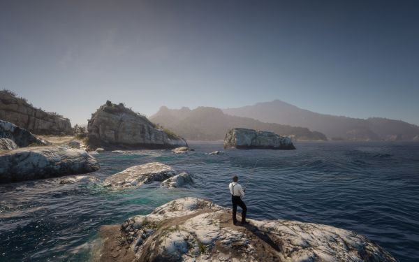 Red Dead Redemption 2, sea, fishing Wallpaper 2560x1600