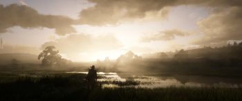 Обои 3440x1440 Red Dead Redemption 2, закат