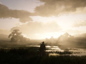 Обои 800x600 Red Dead Redemption 2, закат