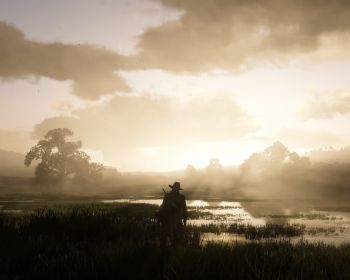Обои 1280x1024 Red Dead Redemption 2, закат