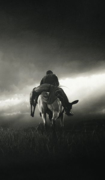 Red Dead Redemption 2, black and white Wallpaper 600x1024