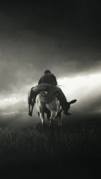 Red Dead Redemption 2, black and white Wallpaper 640x1136