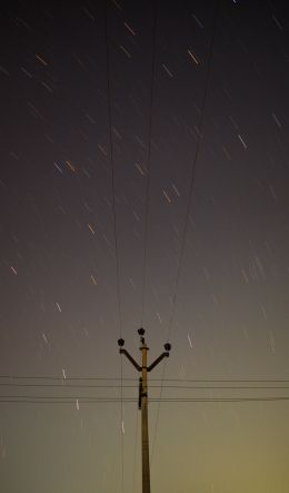 wires, starry sky Wallpaper 600x1024