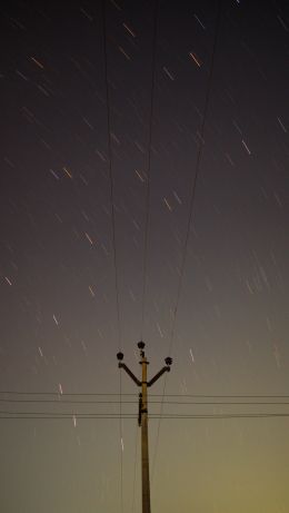 wires, starry sky Wallpaper 640x1136