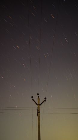 wires, starry sky Wallpaper 2160x3840