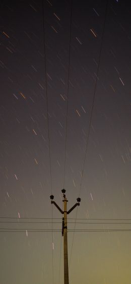 wires, starry sky Wallpaper 1080x2340