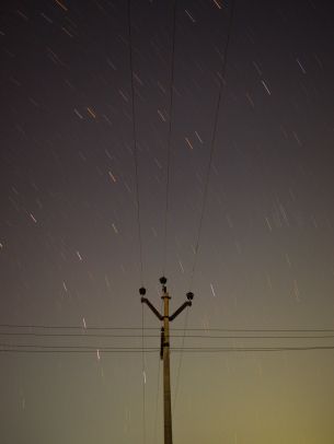 wires, starry sky Wallpaper 1620x2160