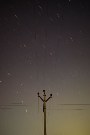 wires, starry sky Wallpaper 640x960