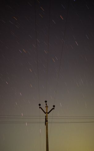 wires, starry sky Wallpaper 1600x2560