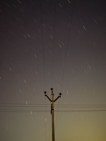 wires, starry sky Wallpaper 1620x2160
