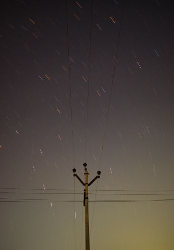 wires, starry sky Wallpaper 1640x2360