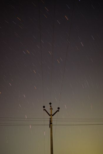 wires, starry sky Wallpaper 640x960