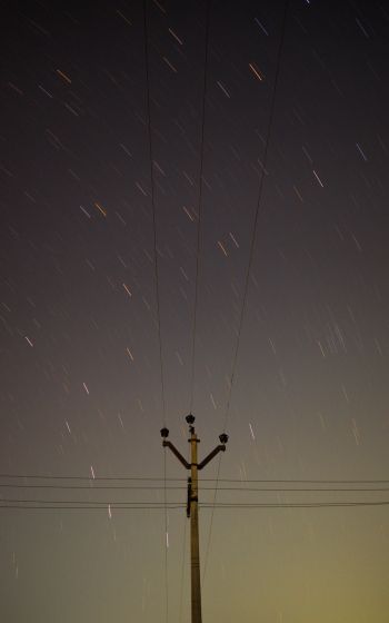 wires, starry sky Wallpaper 800x1280