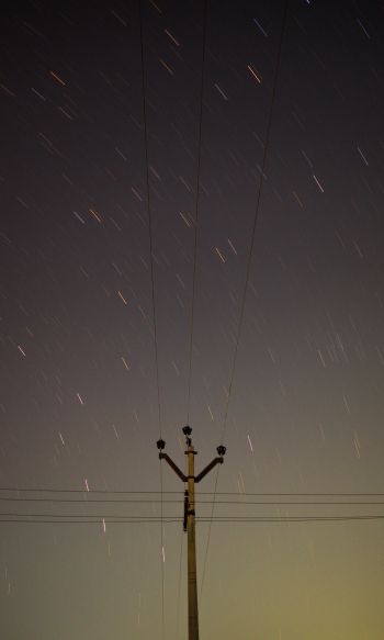 wires, starry sky Wallpaper 1200x2000