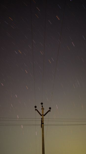 wires, starry sky Wallpaper 640x1136