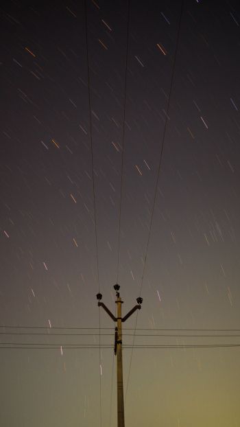 wires, starry sky Wallpaper 1440x2560