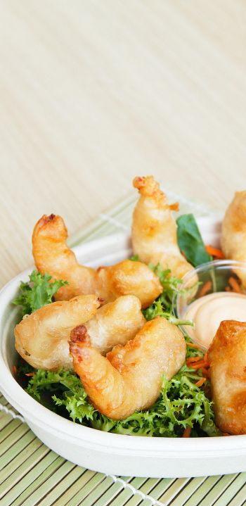 food, shrimp, serving Wallpaper 1080x2220