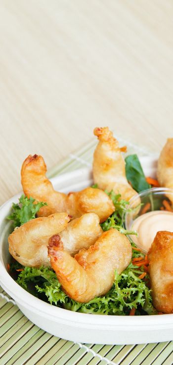 food, shrimp, serving Wallpaper 720x1520