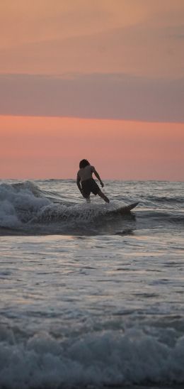 sea, surfer, rest Wallpaper 1440x3040