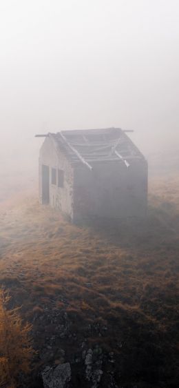 lonely barn, empty Wallpaper 1284x2778