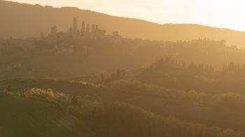 province of Siena, Italy, over the city Wallpaper 1600x900