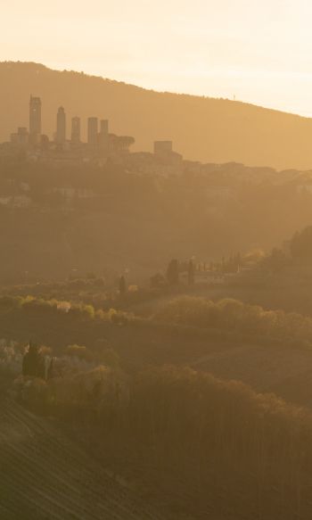 province of Siena, Italy, over the city Wallpaper 1200x2000