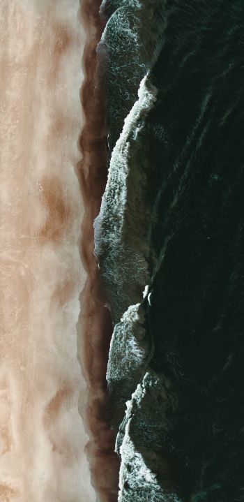 sea from above, waves Wallpaper 1440x2960