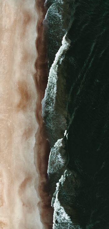 sea from above, waves Wallpaper 1440x3040