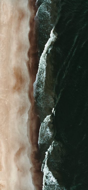 sea from above, waves Wallpaper 828x1792
